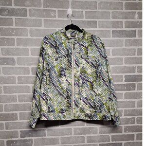Colorful Snakeskin Print‎ Women's Jacket Front Zipper Chest Pockets Size M